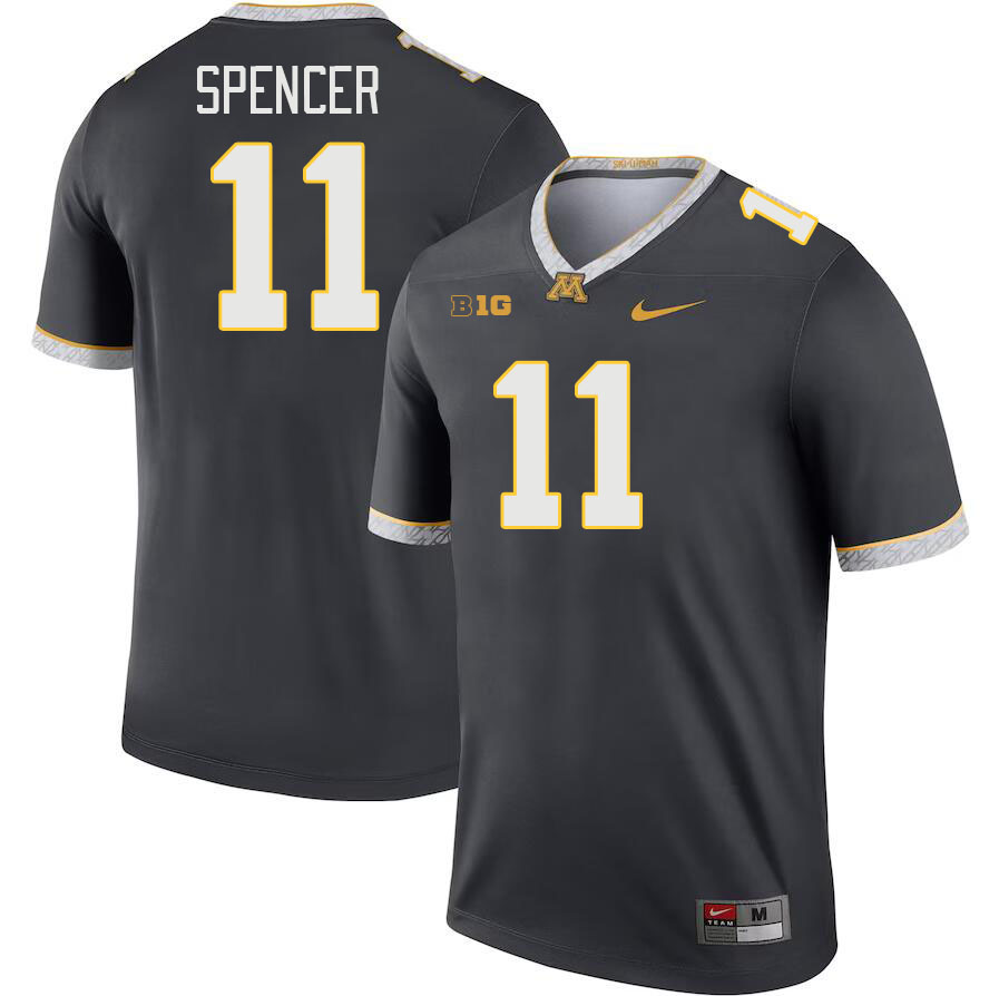 Men #11 Elijah Spencer Minnesota Golden Gophers College Football Jerseys Stitched-Charcoal - Click Image to Close